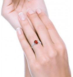 Fashion Promise Ring 3-Stone Oval & Heart Simulated CZ 925 Sterling Silver Simulated Garnet Cubic Zirconia $13.67 Rings