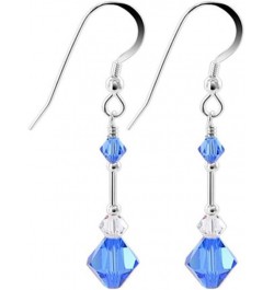 Austrian Crystal Bicones Handmade 925 Sterling Silver French Wire Dangle Earrings for Women Blue $15.11 Earrings