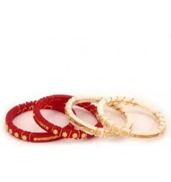 Meenakshi imitation Pack of 4 Gold Plated Plastic Acrylic Bangles for Women Casual Daily Wear Bangle Set Red 2.4 $16.00 Brace...