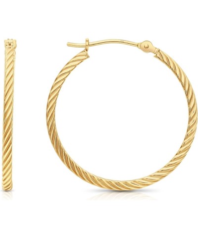 14k Yellow Gold Twisted Square Tube Hoop Earrings 25mm - 1'' $54.60 Earrings