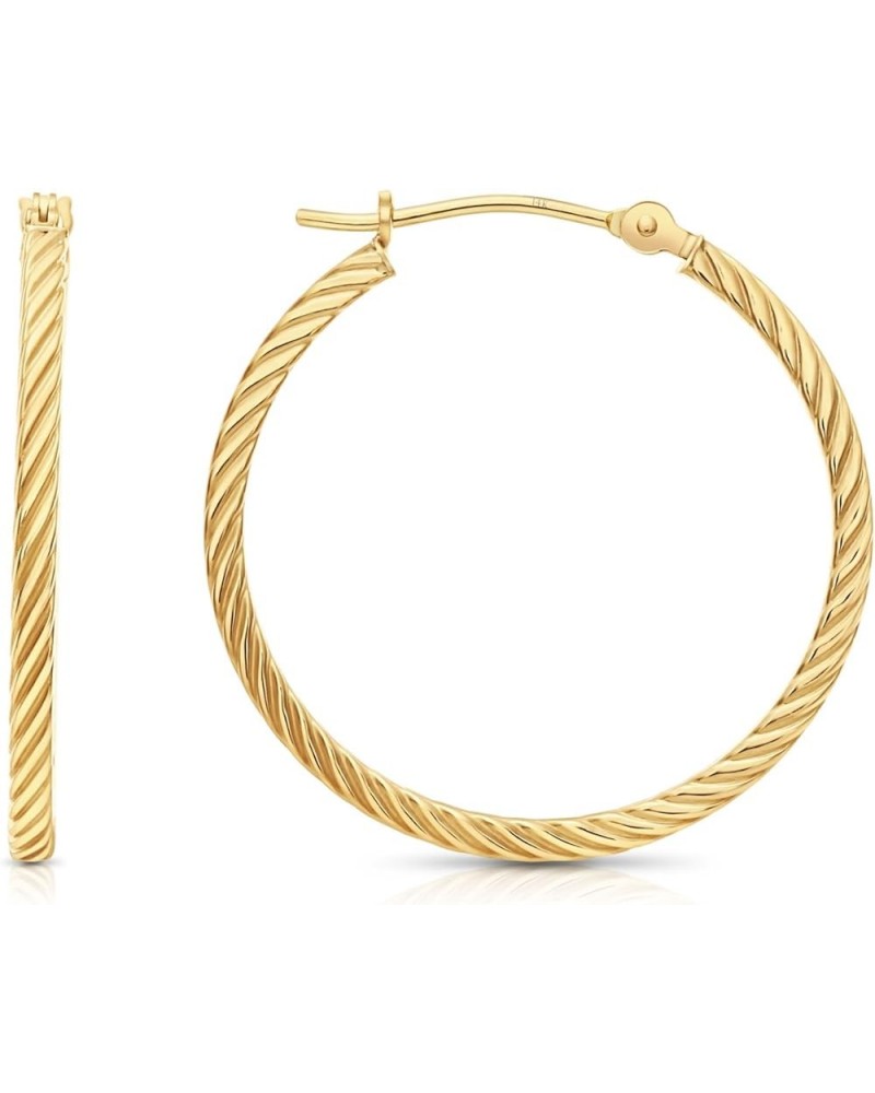 14k Yellow Gold Twisted Square Tube Hoop Earrings 25mm - 1'' $54.60 Earrings