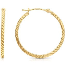 14k Yellow Gold Twisted Square Tube Hoop Earrings 25mm - 1'' $54.60 Earrings