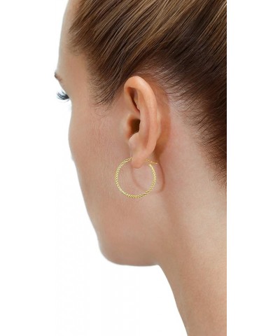 14k Yellow Gold Twisted Square Tube Hoop Earrings 25mm - 1'' $54.60 Earrings