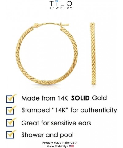 14k Yellow Gold Twisted Square Tube Hoop Earrings 25mm - 1'' $54.60 Earrings