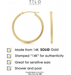 14k Yellow Gold Twisted Square Tube Hoop Earrings 25mm - 1'' $54.60 Earrings