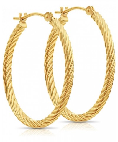 14k Yellow Gold Twisted Square Tube Hoop Earrings 25mm - 1'' $54.60 Earrings