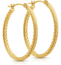 14k Yellow Gold Twisted Square Tube Hoop Earrings 25mm - 1'' $54.60 Earrings