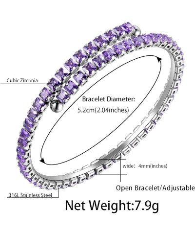 Cuff Tennis Bracelets for Women - Adjustable Stretch Wristband Cubic Zirconia Dainty Classic Tennis Bracelet Fashion Jewelry ...