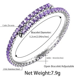 Cuff Tennis Bracelets for Women - Adjustable Stretch Wristband Cubic Zirconia Dainty Classic Tennis Bracelet Fashion Jewelry ...