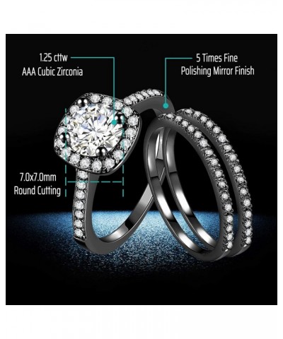 CEJUG 2Ct 18k Black Gold Wedding Ring Sets for Women and Men Hers His Titanium Bands Stainless Steel Couple Rings Cz Women's ...