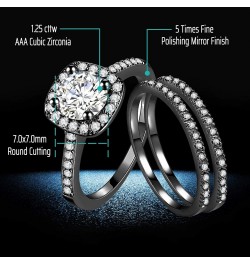 CEJUG 2Ct 18k Black Gold Wedding Ring Sets for Women and Men Hers His Titanium Bands Stainless Steel Couple Rings Cz Women's ...