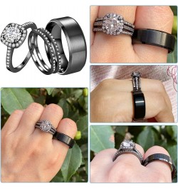 CEJUG 2Ct 18k Black Gold Wedding Ring Sets for Women and Men Hers His Titanium Bands Stainless Steel Couple Rings Cz Women's ...