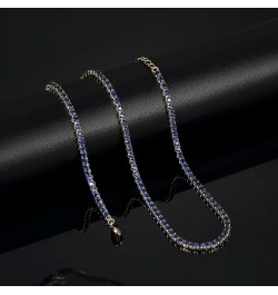 14K Gold Plated 3MM Tennis Necklaces for Women,Sparking AAAA Cubic Zirconia Tennis Choker Necklaces,Simulated Cut Diamond Cha...