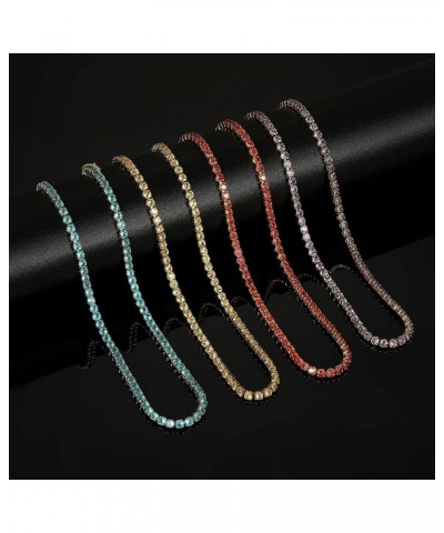 14K Gold Plated 3MM Tennis Necklaces for Women,Sparking AAAA Cubic Zirconia Tennis Choker Necklaces,Simulated Cut Diamond Cha...