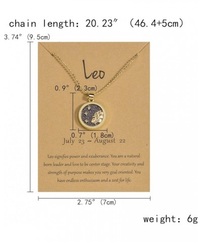 Zodiac Coin Embossed Necklace Graduation Gifts for Her Disc 12 Constellation Astrology Horoscope 14K Gold Plated Crystal Roun...