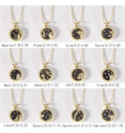 Zodiac Coin Embossed Necklace Graduation Gifts for Her Disc 12 Constellation Astrology Horoscope 14K Gold Plated Crystal Roun...