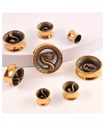 8mm-25mm (0g-1") Snake Ear Plugs Tunnels Ear Gauges 316 Stainless Steel Hypoallergenic Earrings Expander Body Piercing Jewelr...