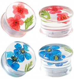 2 Pairs Gauges Piercing Saddle Plugs, Double Flared Flesh Ear Tunnels, Acrylic Flower Logo Earrings Elegant Stretchers. Y682 ...