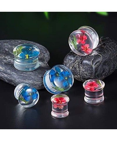 2 Pairs Gauges Piercing Saddle Plugs, Double Flared Flesh Ear Tunnels, Acrylic Flower Logo Earrings Elegant Stretchers. Y682 ...