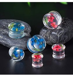 2 Pairs Gauges Piercing Saddle Plugs, Double Flared Flesh Ear Tunnels, Acrylic Flower Logo Earrings Elegant Stretchers. Y682 ...