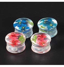 2 Pairs Gauges Piercing Saddle Plugs, Double Flared Flesh Ear Tunnels, Acrylic Flower Logo Earrings Elegant Stretchers. Y682 ...