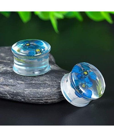 2 Pairs Gauges Piercing Saddle Plugs, Double Flared Flesh Ear Tunnels, Acrylic Flower Logo Earrings Elegant Stretchers. Y682 ...