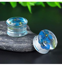 2 Pairs Gauges Piercing Saddle Plugs, Double Flared Flesh Ear Tunnels, Acrylic Flower Logo Earrings Elegant Stretchers. Y682 ...