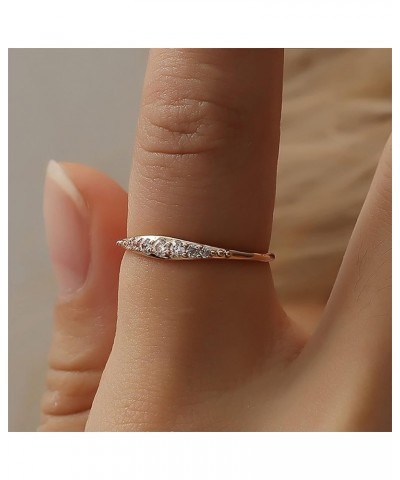 Women Engagement Rings Inlaid Zircon Exquisite Jewelry Simple Proposal Rings Bridal Wedding Band for Wife (Silver, 8) Silver ...