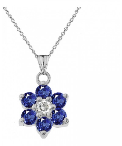 Dainty Sterling Silver Personalized Birthstone CZ Flower Pendant Necklace September Birthstone 16.0 Inches $22.22 Necklaces