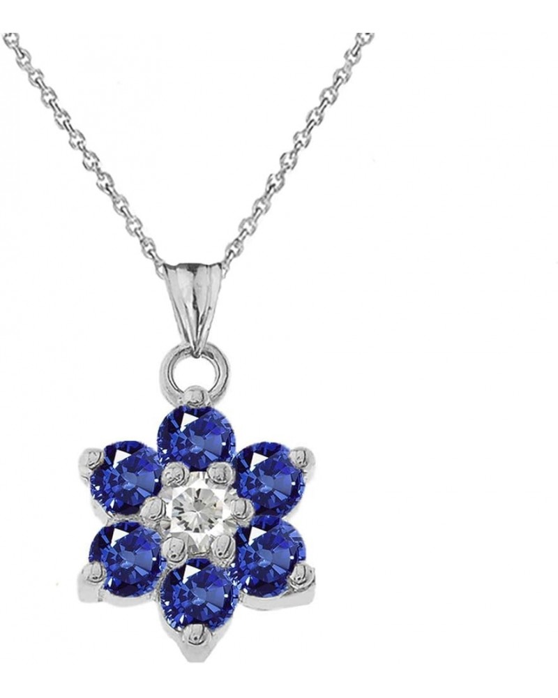 Dainty Sterling Silver Personalized Birthstone CZ Flower Pendant Necklace September Birthstone 16.0 Inches $22.22 Necklaces