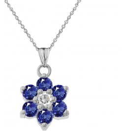 Dainty Sterling Silver Personalized Birthstone CZ Flower Pendant Necklace September Birthstone 16.0 Inches $22.22 Necklaces