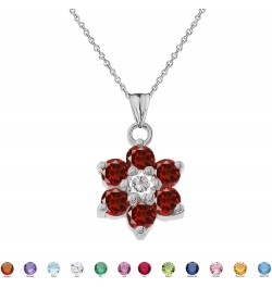 Dainty Sterling Silver Personalized Birthstone CZ Flower Pendant Necklace September Birthstone 16.0 Inches $22.22 Necklaces