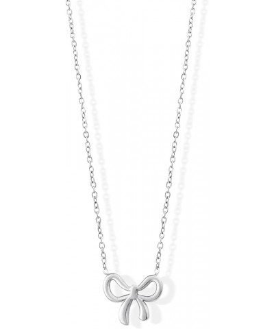 14K Gold Plated Bow Necklace Silver Gold Necklace for Women silver bow 1 $9.98 Necklaces