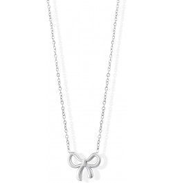 14K Gold Plated Bow Necklace Silver Gold Necklace for Women silver bow 1 $9.98 Necklaces