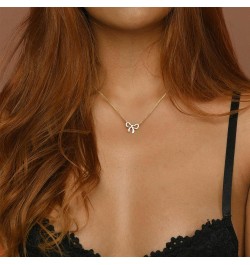 14K Gold Plated Bow Necklace Silver Gold Necklace for Women silver bow 1 $9.98 Necklaces