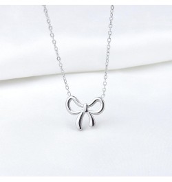 14K Gold Plated Bow Necklace Silver Gold Necklace for Women silver bow 1 $9.98 Necklaces