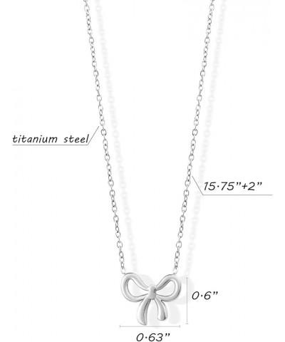 14K Gold Plated Bow Necklace Silver Gold Necklace for Women silver bow 1 $9.98 Necklaces