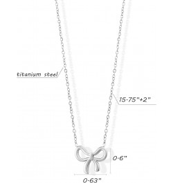 14K Gold Plated Bow Necklace Silver Gold Necklace for Women silver bow 1 $9.98 Necklaces