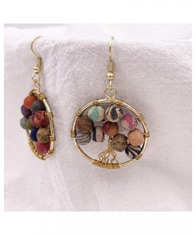 Handmade Earrings for Women Colorful Upcycled Fabric Beads Boho Statement Drop Dangle Style T010 $8.92 Earrings