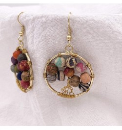 Handmade Earrings for Women Colorful Upcycled Fabric Beads Boho Statement Drop Dangle Style T010 $8.92 Earrings