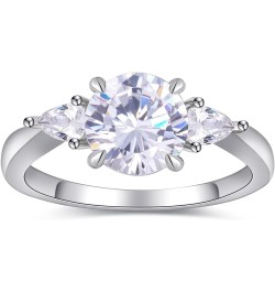 1.5/2/3CT Moissanite Engagement Rings for Women,Women's Three/Multi Stone Engagement Promise Ring in 925 Sterling Silver with...