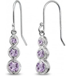 Sterling Silver Genuine or Synthetic Gemstone Round Three Stone Journey Infinity Dangle Earrings February - Amethyst $18.80 E...