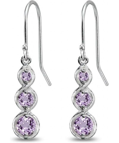 Sterling Silver Genuine or Synthetic Gemstone Round Three Stone Journey Infinity Dangle Earrings February - Amethyst $18.80 E...