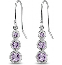 Sterling Silver Genuine or Synthetic Gemstone Round Three Stone Journey Infinity Dangle Earrings February - Amethyst $18.80 E...