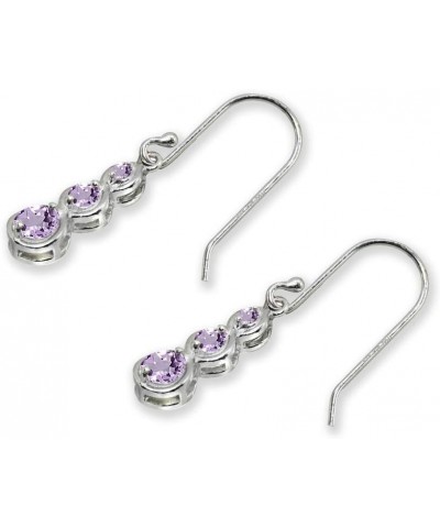 Sterling Silver Genuine or Synthetic Gemstone Round Three Stone Journey Infinity Dangle Earrings February - Amethyst $18.80 E...