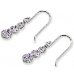 Sterling Silver Genuine or Synthetic Gemstone Round Three Stone Journey Infinity Dangle Earrings February - Amethyst $18.80 E...