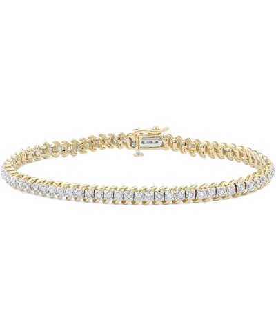 1.00 Carat Total Weight (CTTW) 10K White/Yellow Gold Diamond Tennis Bracelet for Women Yellow Gold $283.56 Bracelets