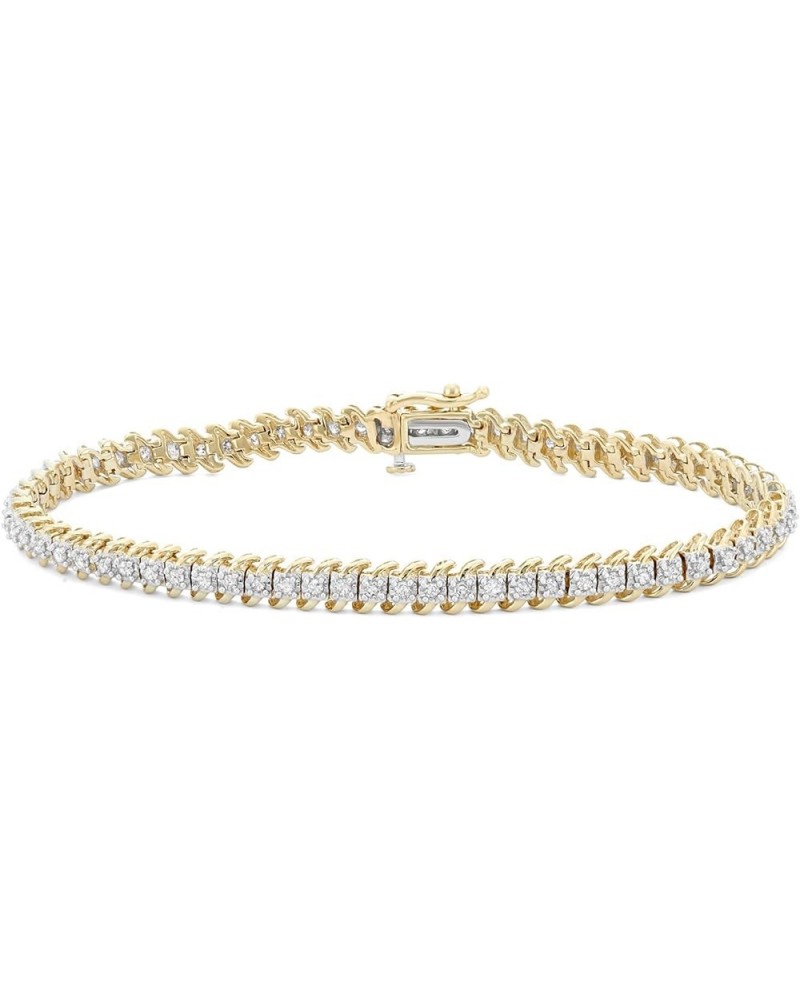 1.00 Carat Total Weight (CTTW) 10K White/Yellow Gold Diamond Tennis Bracelet for Women Yellow Gold $283.56 Bracelets