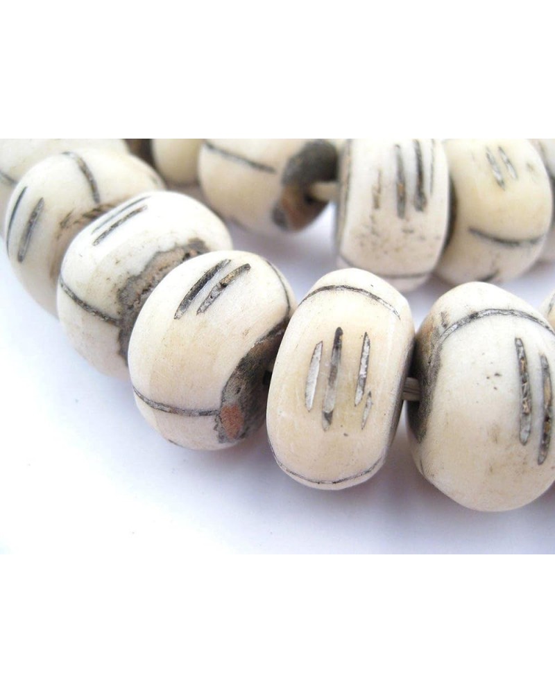 Carved White Bone Beads - Full Strand of Fair Trade Artisanal African Beads - (Tribal) Tribal $19.17 Bracelets