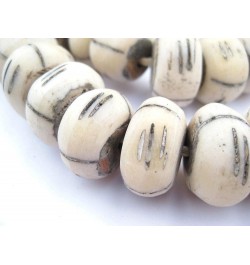 Carved White Bone Beads - Full Strand of Fair Trade Artisanal African Beads - (Tribal) Tribal $19.17 Bracelets